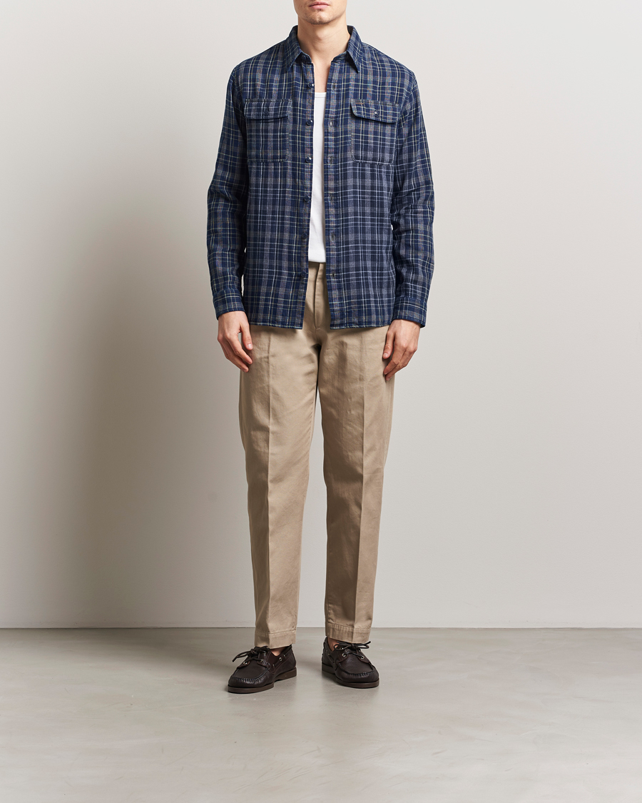 Homme | Chemises | RRL | Matlock Double Pocket Shirt Indigo Plaid