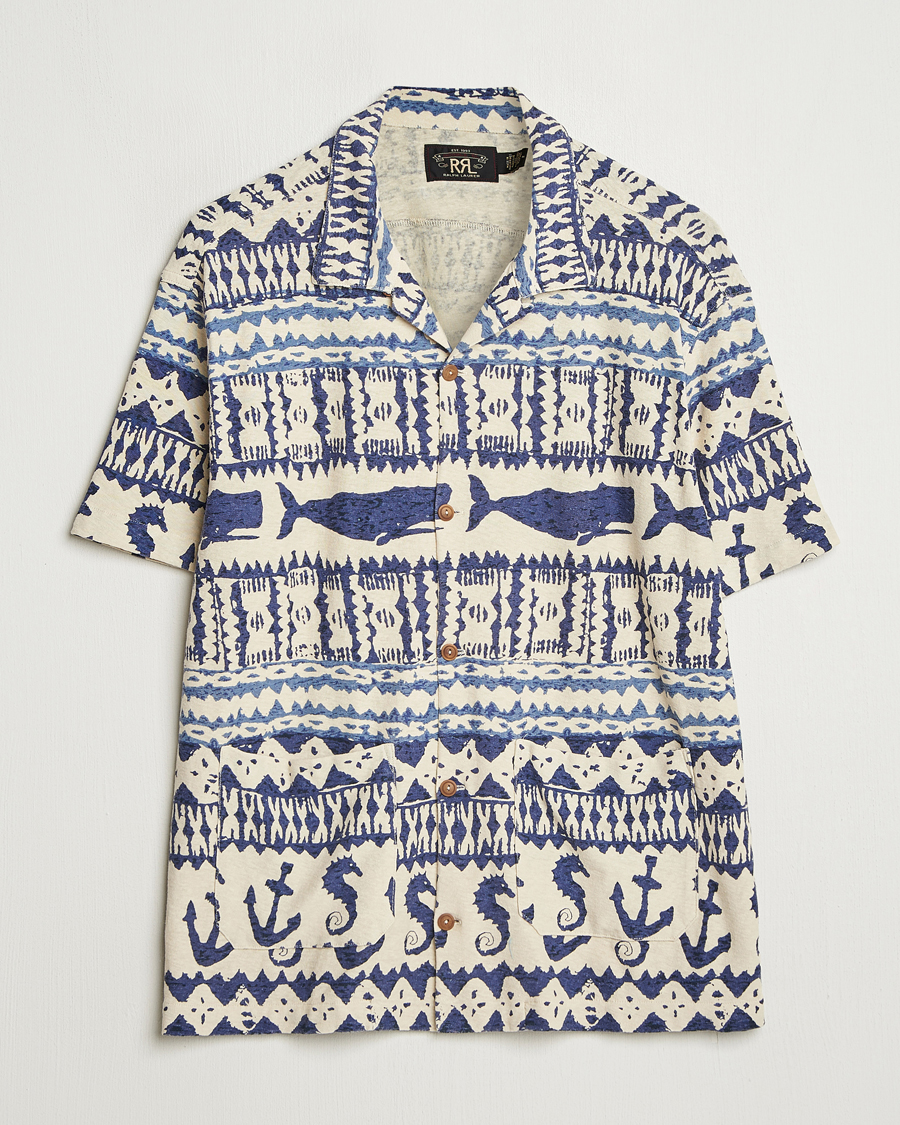 Homme | Chemises | RRL | Ryan Short Sleeve Shirt Cream/Navy