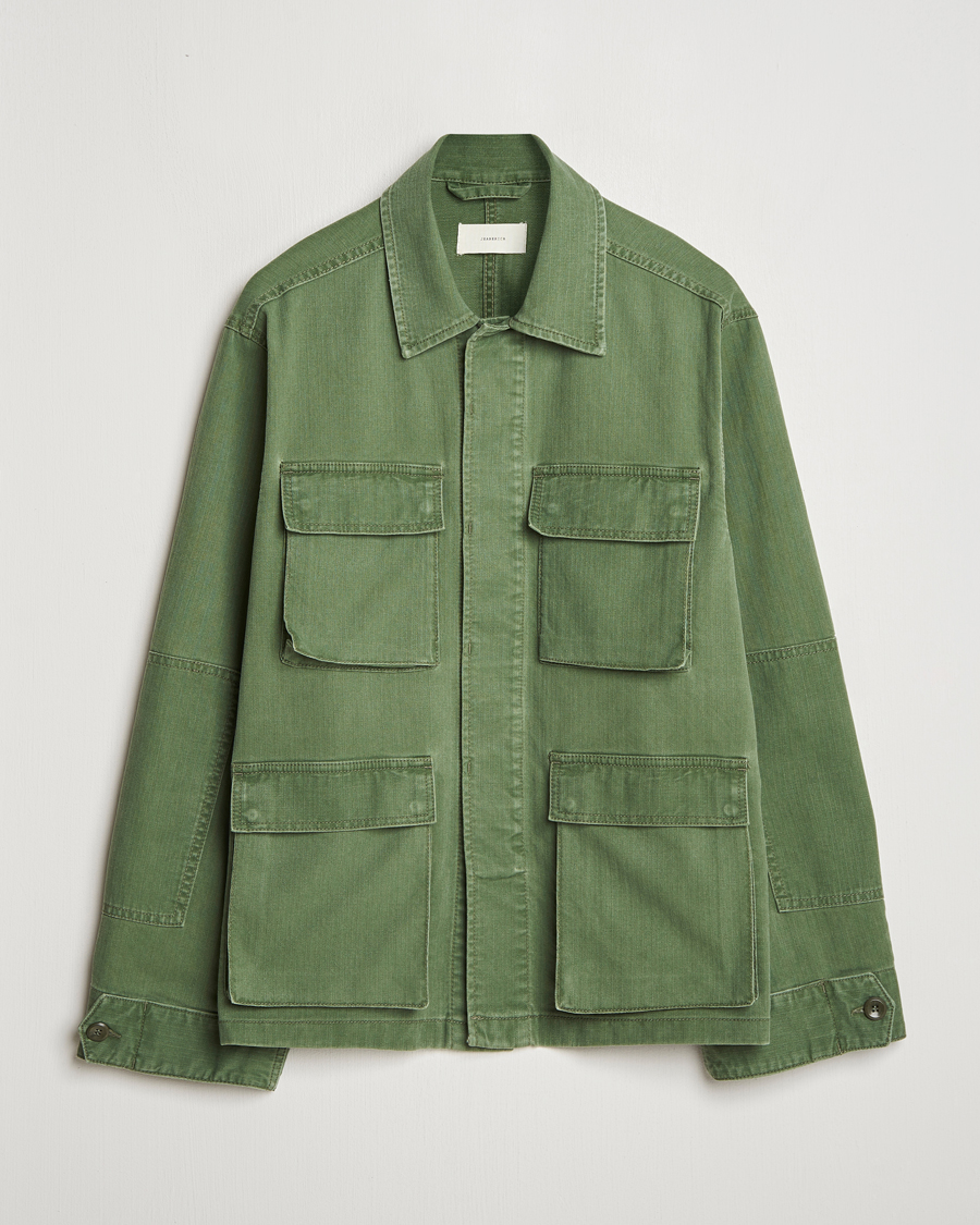 Homme | Chemises | Jeanerica | Luc Herringbone Overshirt Chevron Green