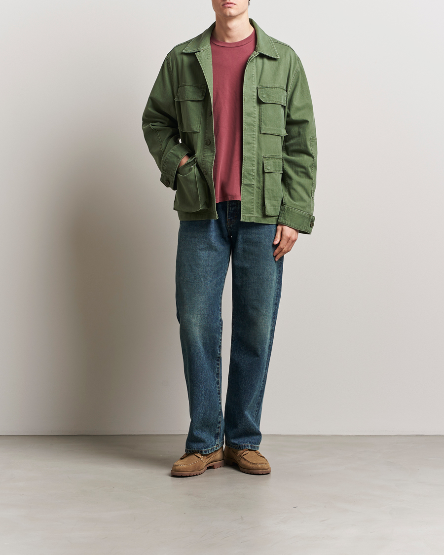 Homme | Chemises | Jeanerica | Luc Herringbone Overshirt Chevron Green
