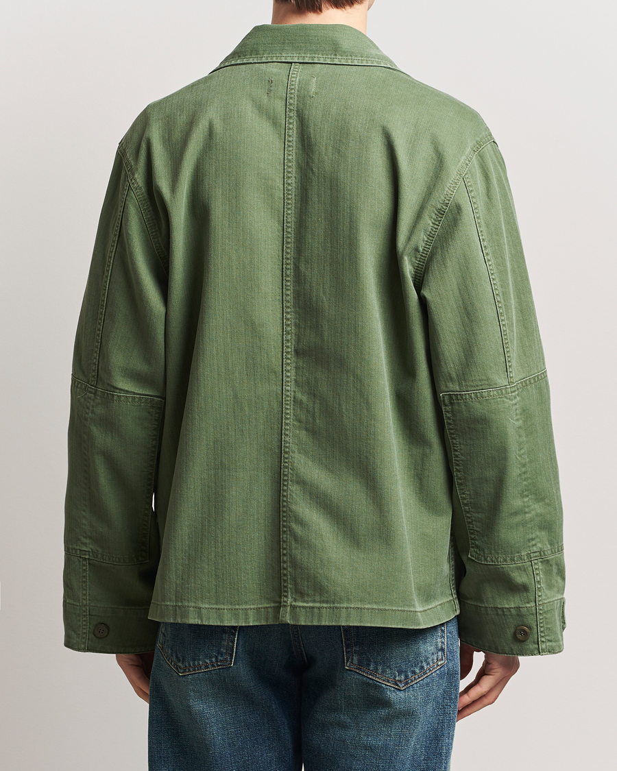 Homme | Chemises | Jeanerica | Luc Herringbone Overshirt Chevron Green