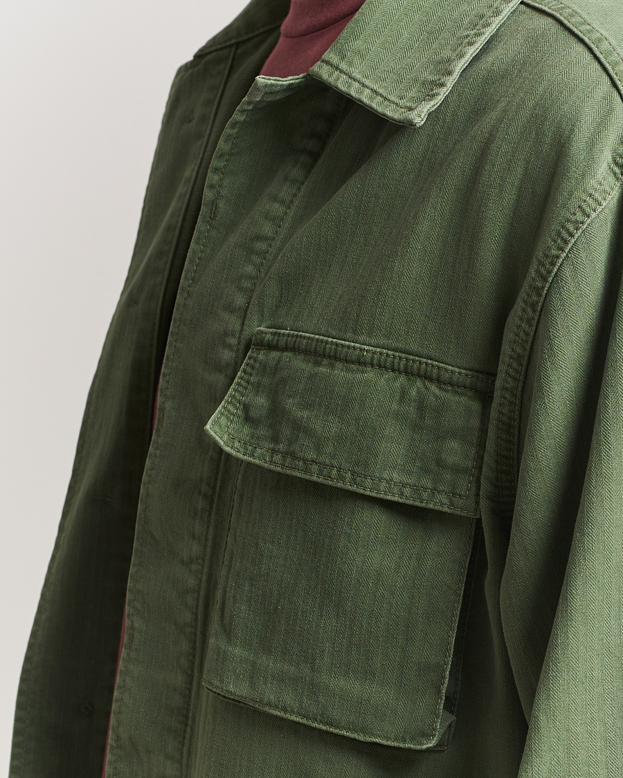 Homme | Chemises | Jeanerica | Luc Herringbone Overshirt Chevron Green