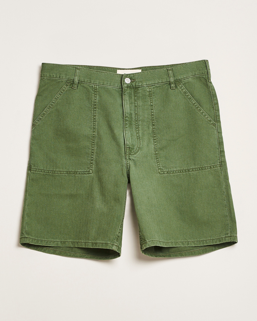 Homme | Shorts | Jeanerica | GM011 Genua Worker Chino Shorts Chevron Green