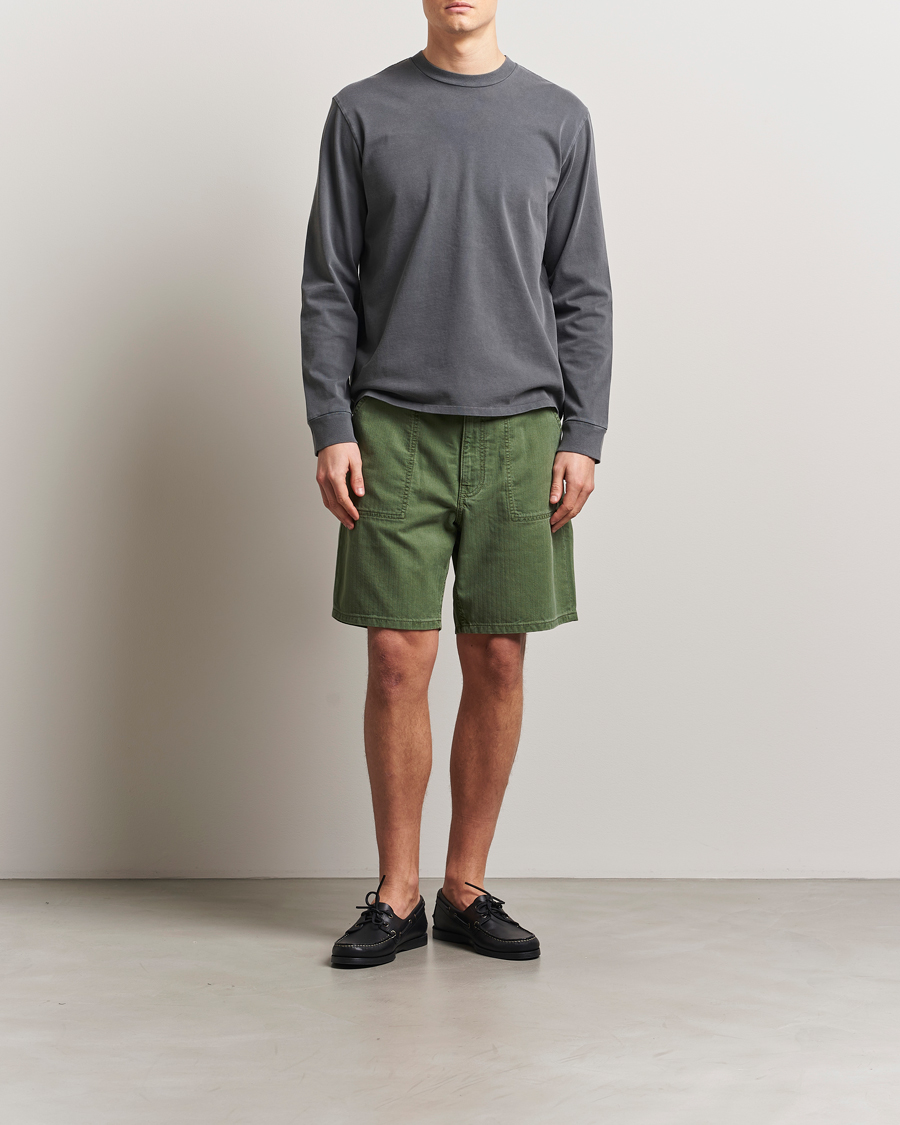 Homme | Shorts | Jeanerica | GM011 Genua Worker Chino Shorts Chevron Green