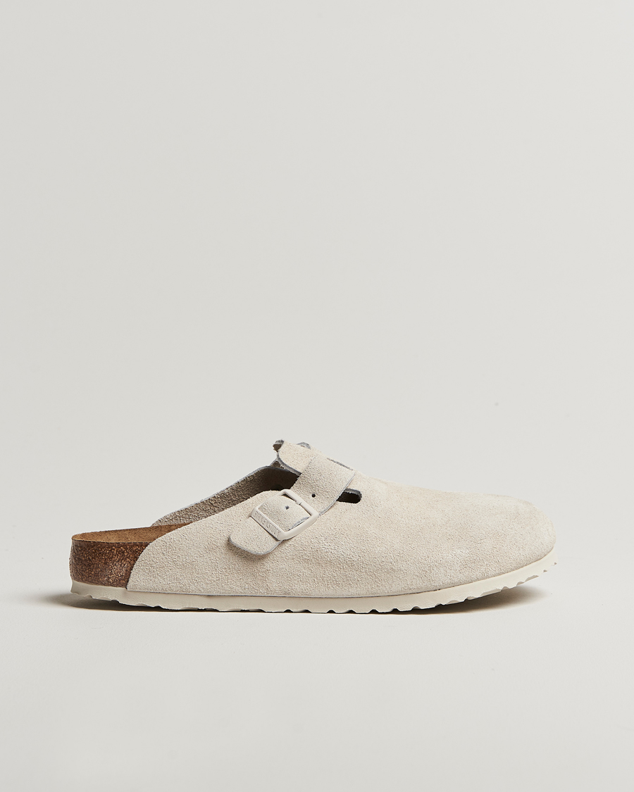 Homme | BIRKENSTOCK Boston Soft Footbed Antique White Suede | BIRKENSTOCK | Boston Soft Footbed Antique White Suede