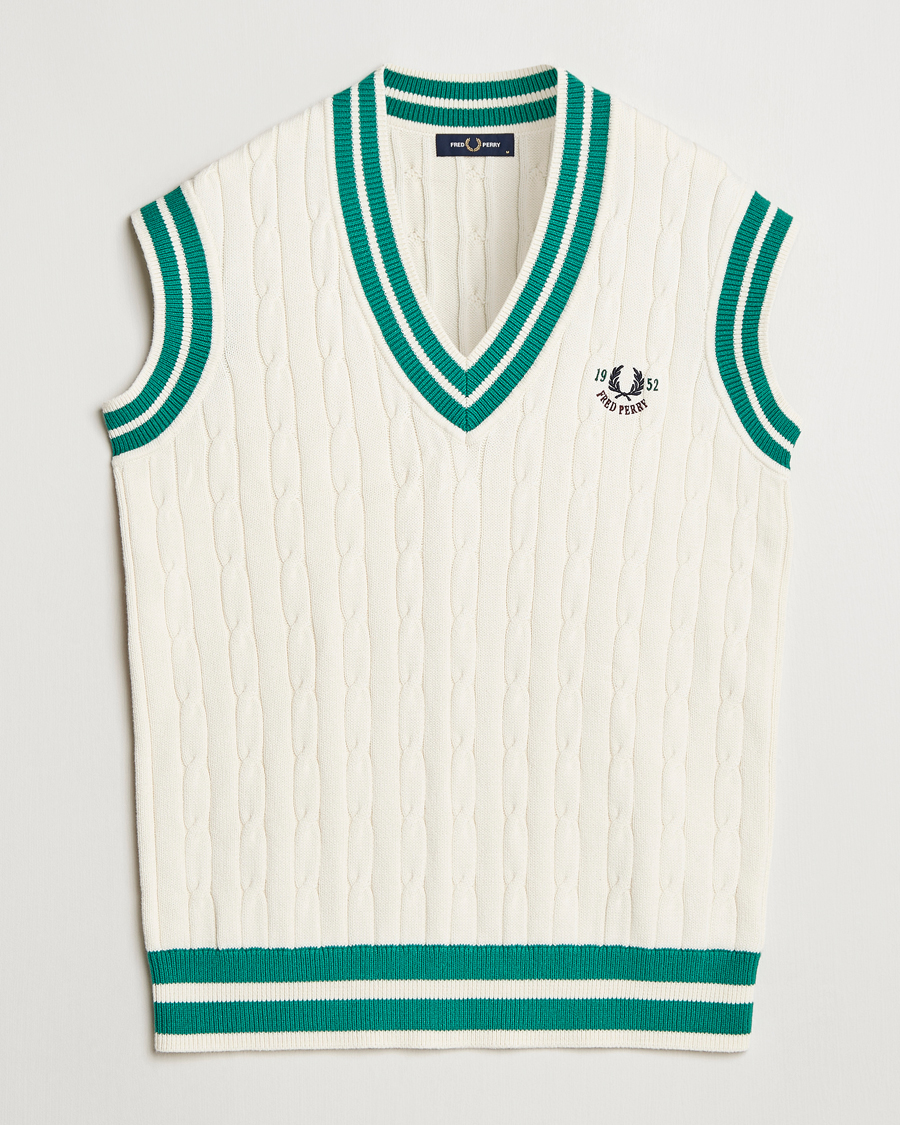 Homme | Pulls Et Tricots | Fred Perry | Cable Knitted Tennis Vest Ecru