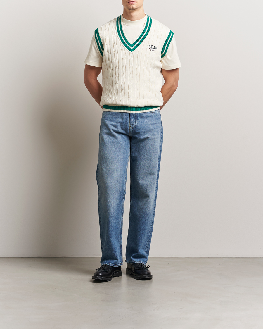Homme | Pulls Et Tricots | Fred Perry | Cable Knitted Tennis Vest Ecru