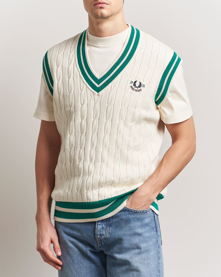Homme | Pulls Et Tricots | Fred Perry | Cable Knitted Tennis Vest Ecru