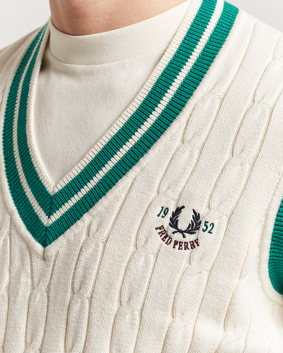 Homme | Pulls Et Tricots | Fred Perry | Cable Knitted Tennis Vest Ecru