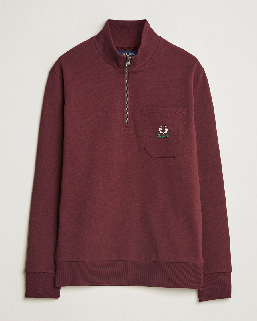 Homme | Pulls Et Tricots | Fred Perry | Embroidered Champion Half Zip Oxblood