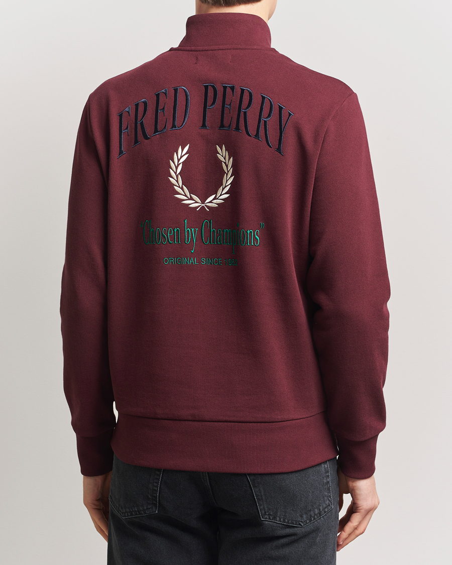 Homme | Pulls Et Tricots | Fred Perry | Embroidered Champion Half Zip Oxblood