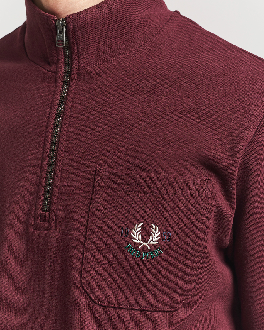 Homme | Pulls Et Tricots | Fred Perry | Embroidered Champion Half Zip Oxblood