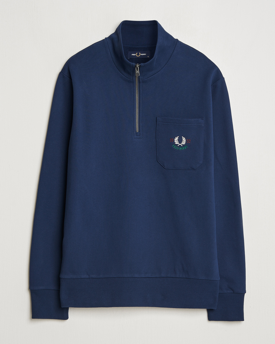 Homme | Pulls Et Tricots | Fred Perry | Embroidered Champion Half Zip Tennis Blue