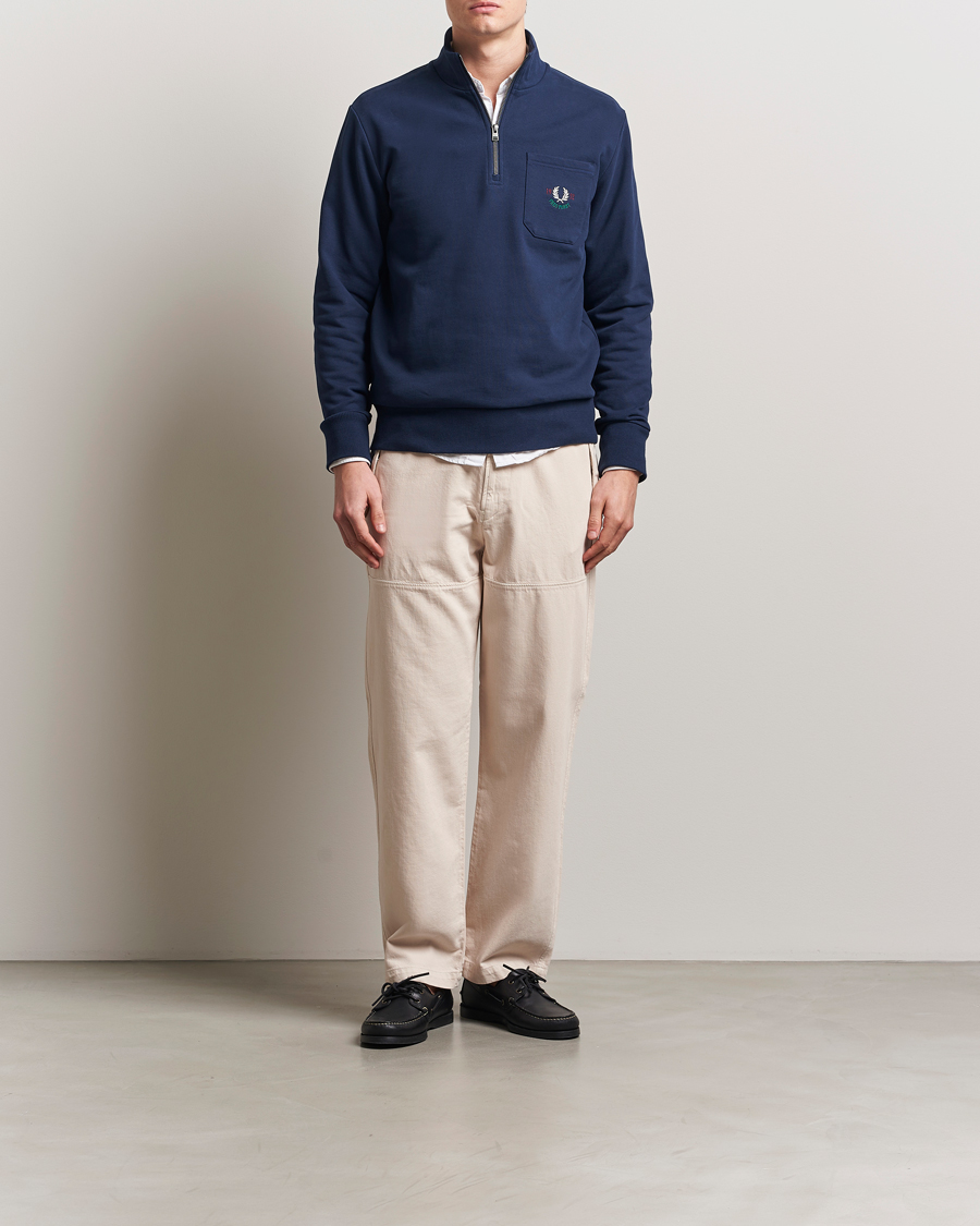 Homme | Pulls Et Tricots | Fred Perry | Embroidered Champion Half Zip Tennis Blue