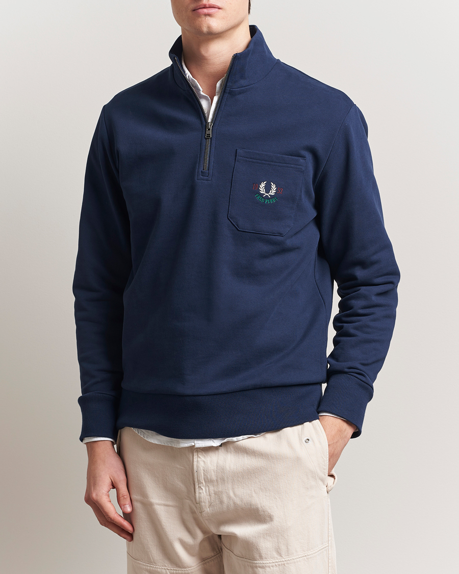 Homme | Pulls Et Tricots | Fred Perry | Embroidered Champion Half Zip Tennis Blue