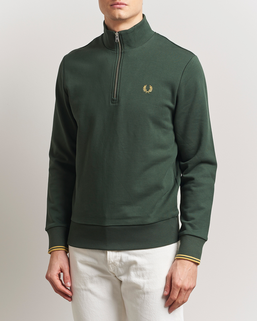 Homme | Pulls Et Tricots | Fred Perry | Half Zip Sweatshirt Court Green