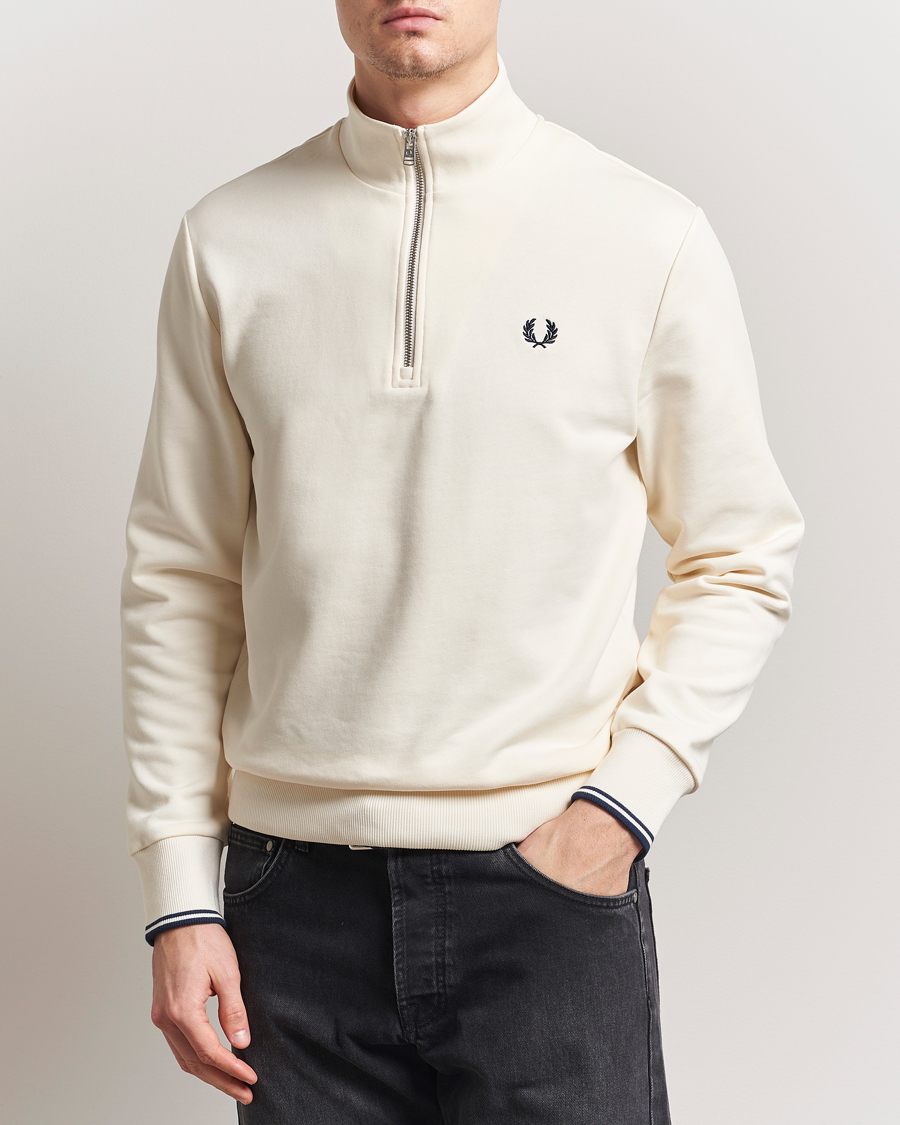 Homme | Pulls Et Tricots | Fred Perry | Half Zip Sweatshirt Ecru