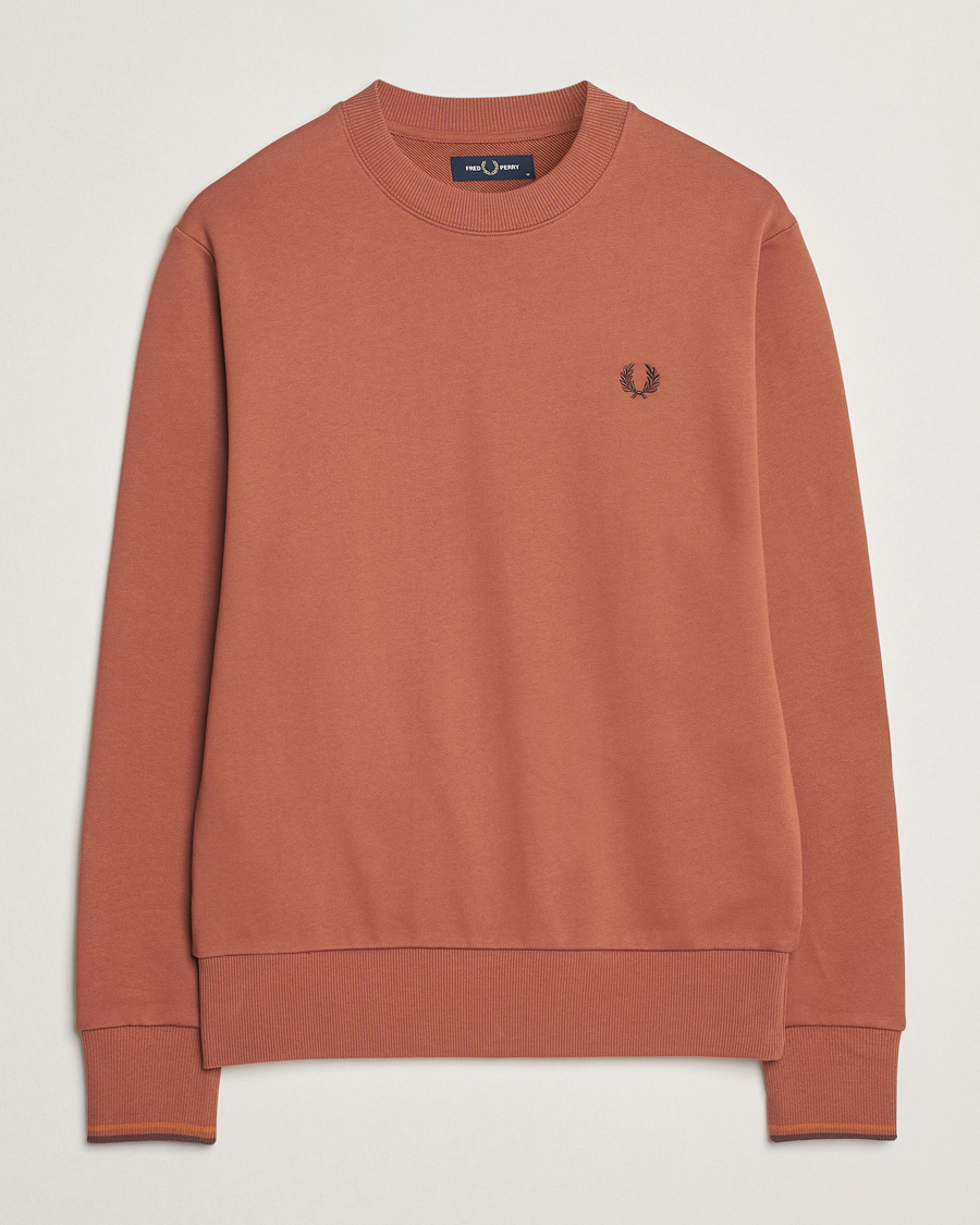 Homme | Pulls Et Tricots | Fred Perry | Crew Neck Sweatshirt Cinnamon Brown