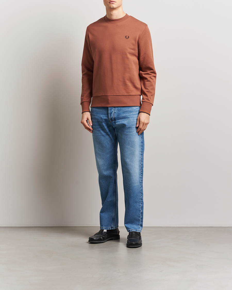 Homme | Pulls Et Tricots | Fred Perry | Crew Neck Sweatshirt Cinnamon Brown