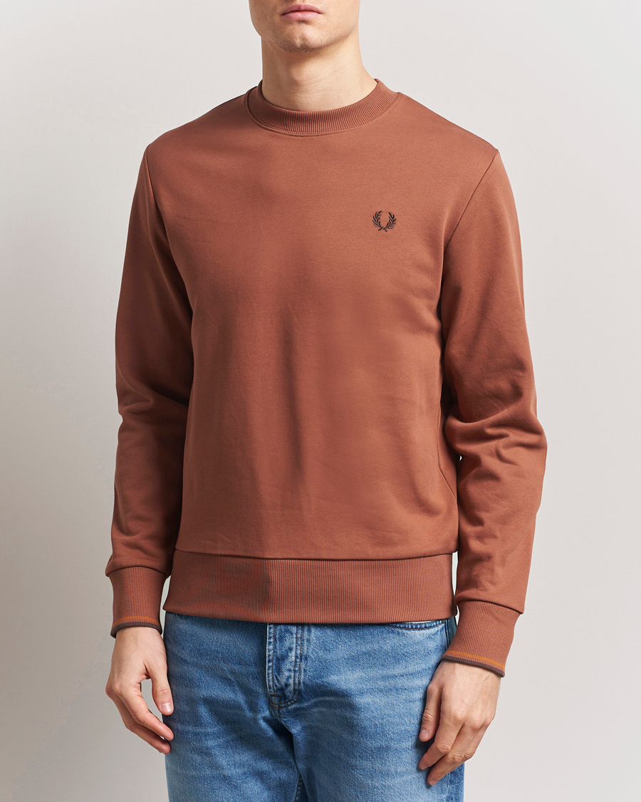 Homme | Pulls Et Tricots | Fred Perry | Crew Neck Sweatshirt Cinnamon Brown