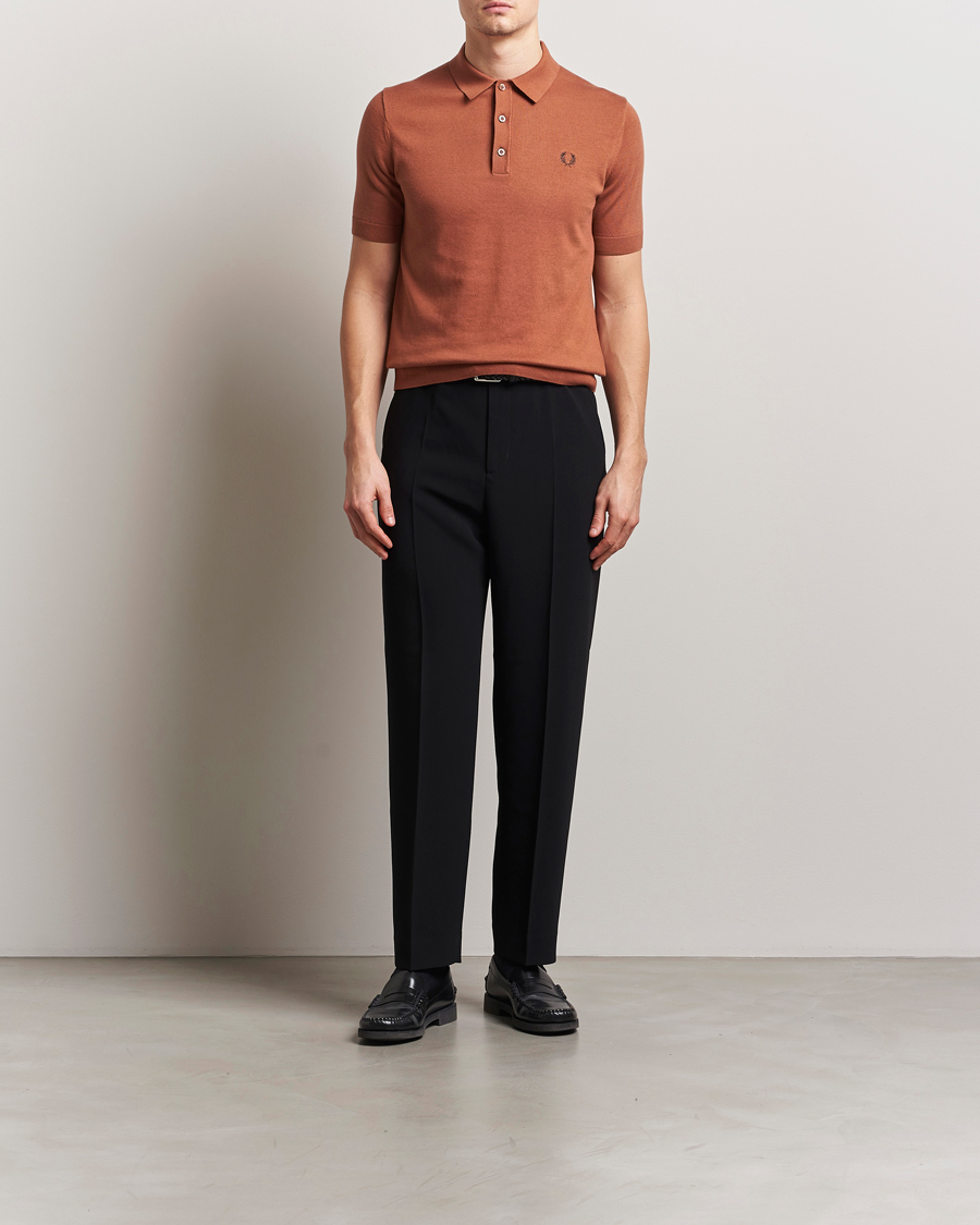 Homme | Polos | Fred Perry | Cotton Knitted Polo Cinnamon Brown