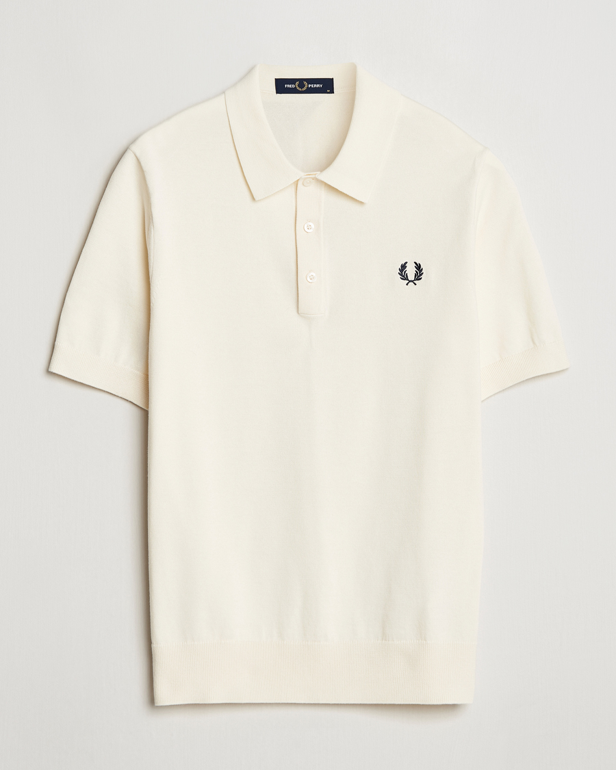 Homme | Polos | Fred Perry | Cotton Knitted Polo Ecru