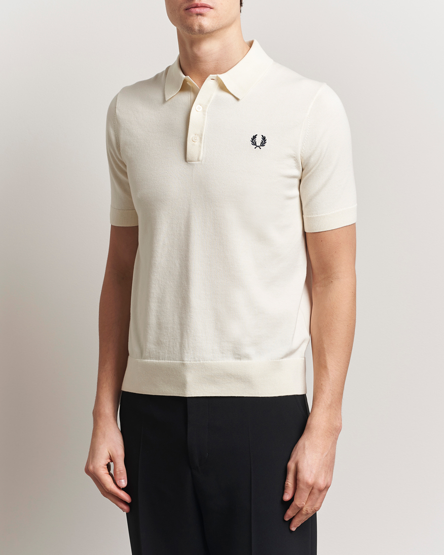 Homme | Polos | Fred Perry | Cotton Knitted Polo Ecru