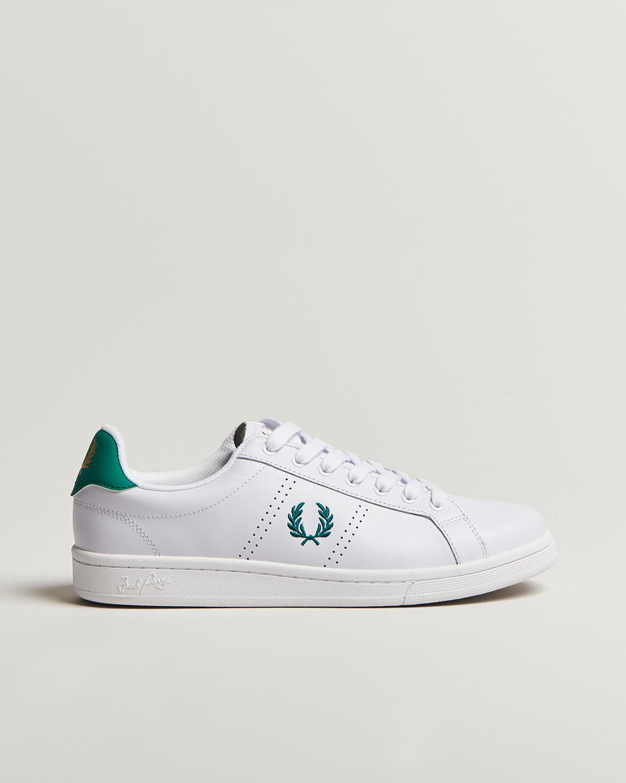Homme | Fred Perry B721 Leather Sneaker White/Court Green | Fred Perry | B721 Leather Sneaker White/Court Green