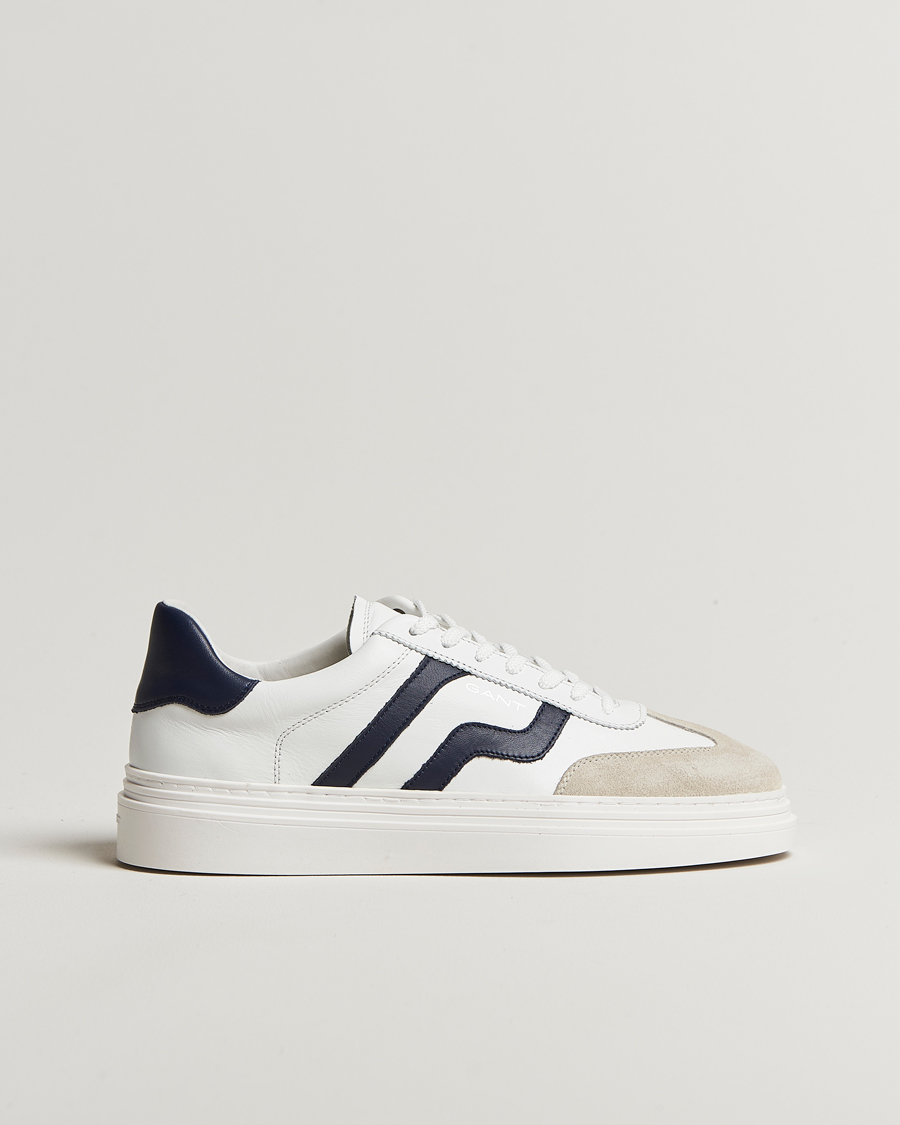 Homme | GANT Cuzmoon Leather Sneaker White/Marine | GANT | Cuzmoon Leather Sneaker White/Marine