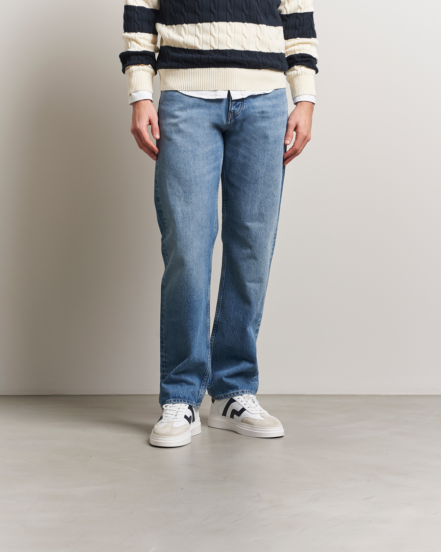 Homme | GANT Cuzmoon Leather Sneaker White/Marine | GANT | Cuzmoon Leather Sneaker White/Marine