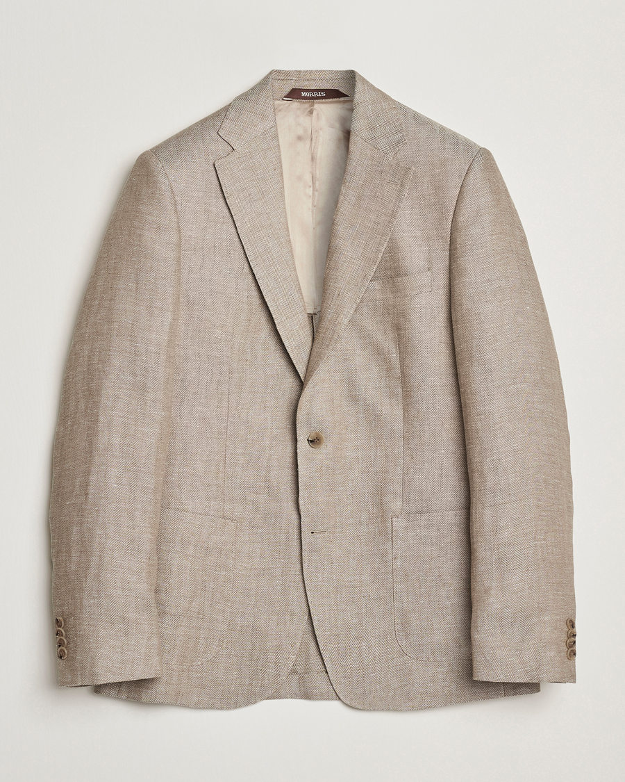 Homme | Blazers | Morris | Heritage Linen Herringbone Blazer Beige