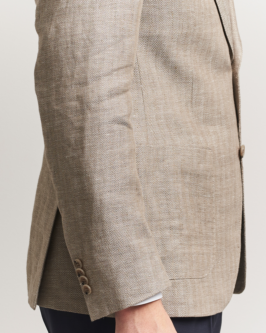 Homme | Blazers | Morris | Heritage Linen Herringbone Blazer Beige