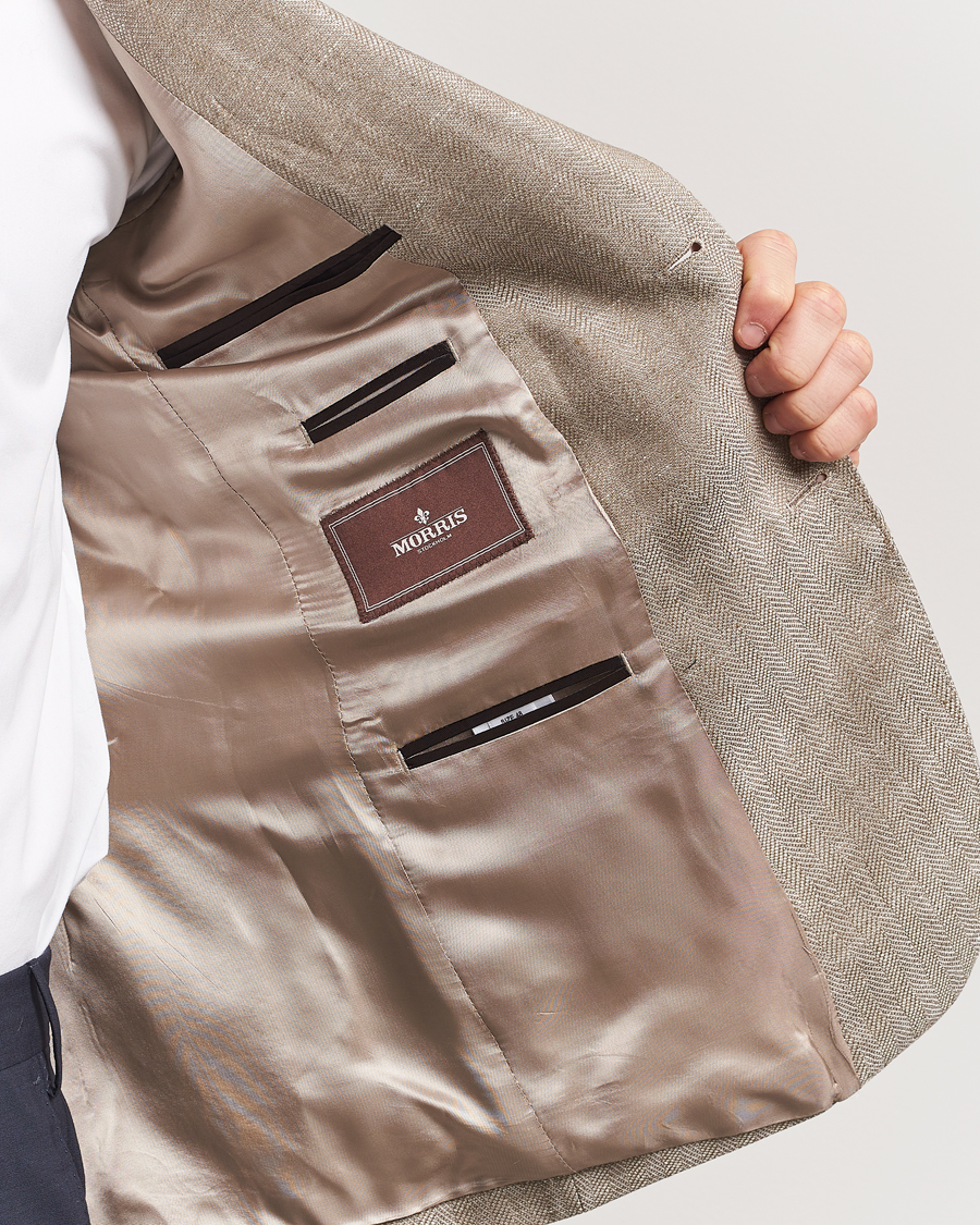 Homme | Blazers | Morris | Heritage Linen Herringbone Blazer Beige