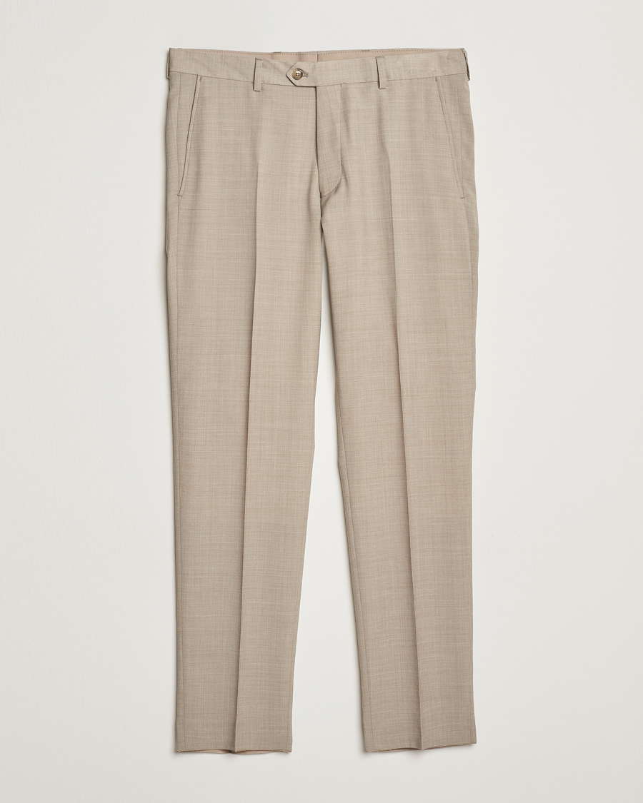 Homme | Pantalons | Oscar Jacobson | Denz Wool Stretch Suit Trousers Beige