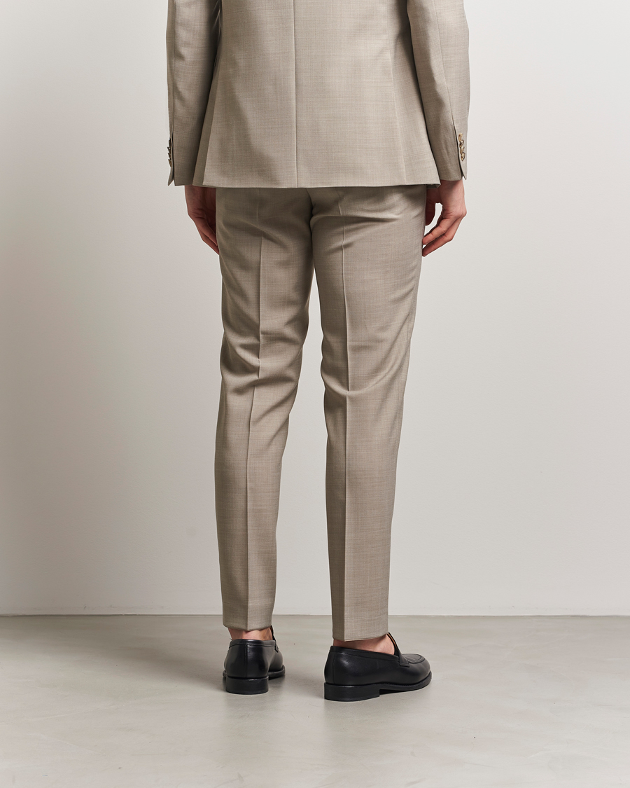 Homme | Pantalons | Oscar Jacobson | Denz Wool Stretch Suit Trousers Beige