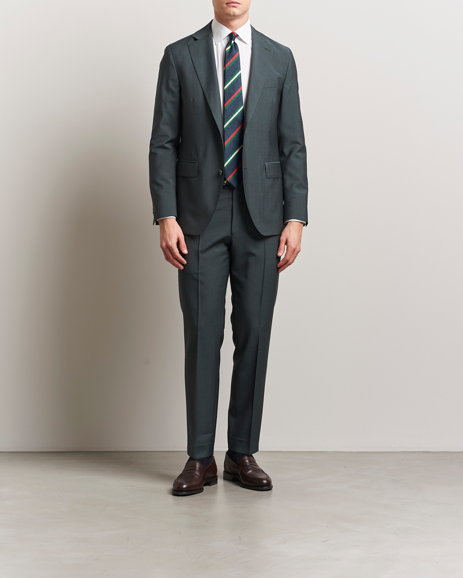Homme | Pantalons | Oscar Jacobson | Dandy Wool/Mohair Suit Trousers Green