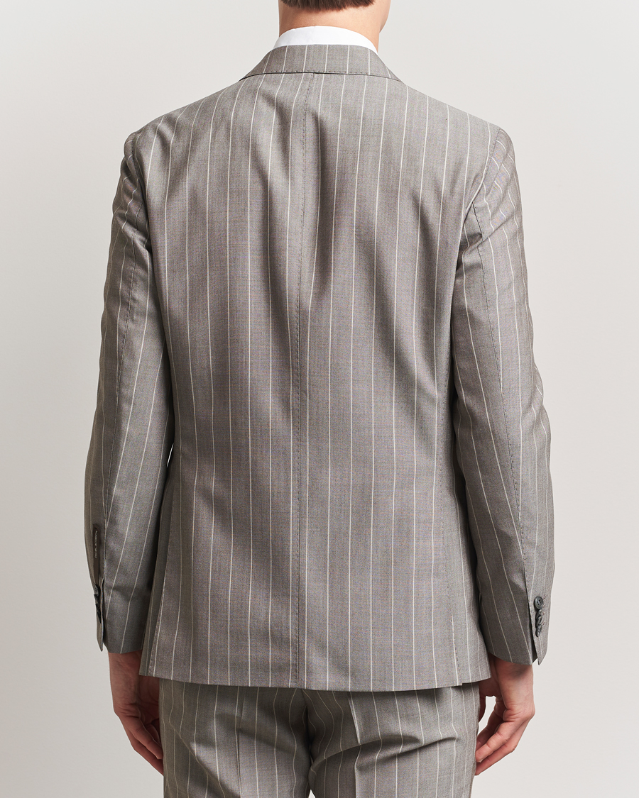 Homme | Blazers | Oscar Jacobson | Faron Striped Super 130s Wool Blazer Beige