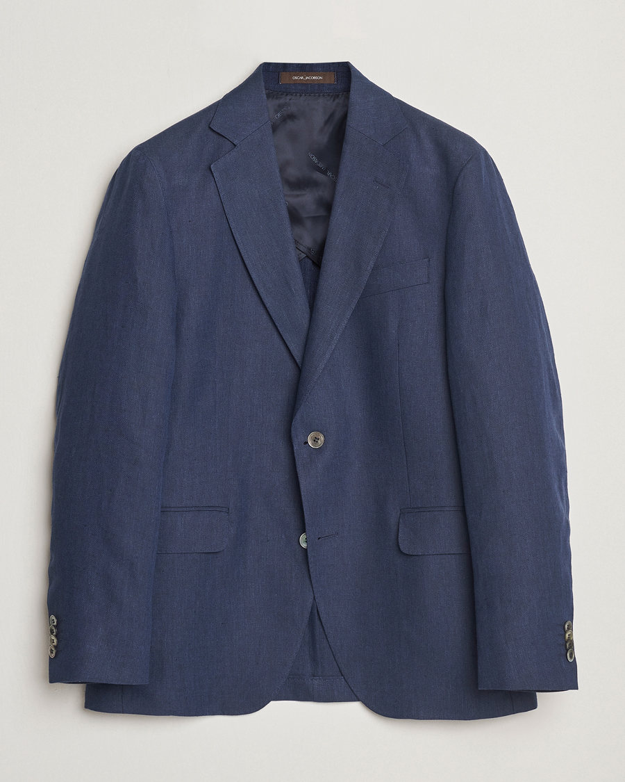 Homme | Blazers | Oscar Jacobson | Ferry Soft Linen Blazer Navy