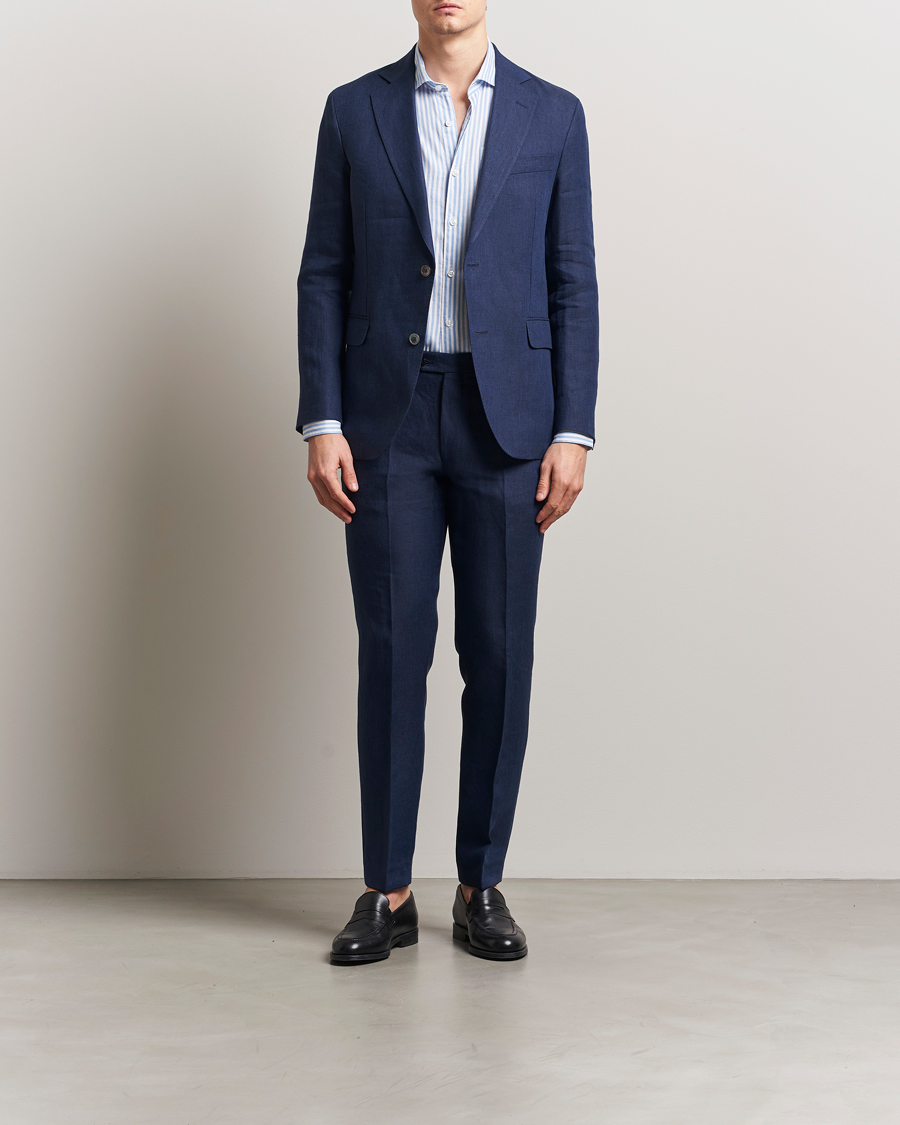 Homme | Blazers | Oscar Jacobson | Ferry Soft Linen Blazer Navy
