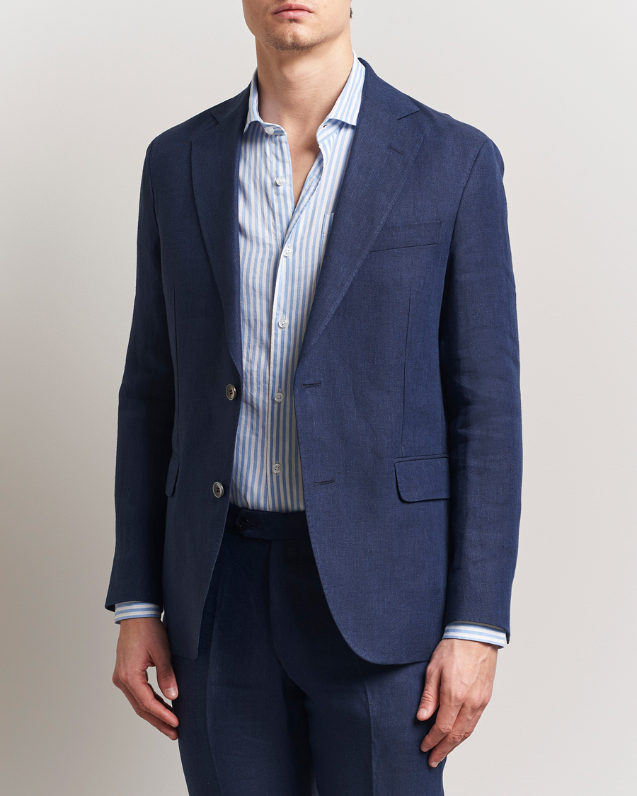 Homme | Blazers | Oscar Jacobson | Ferry Soft Linen Blazer Navy