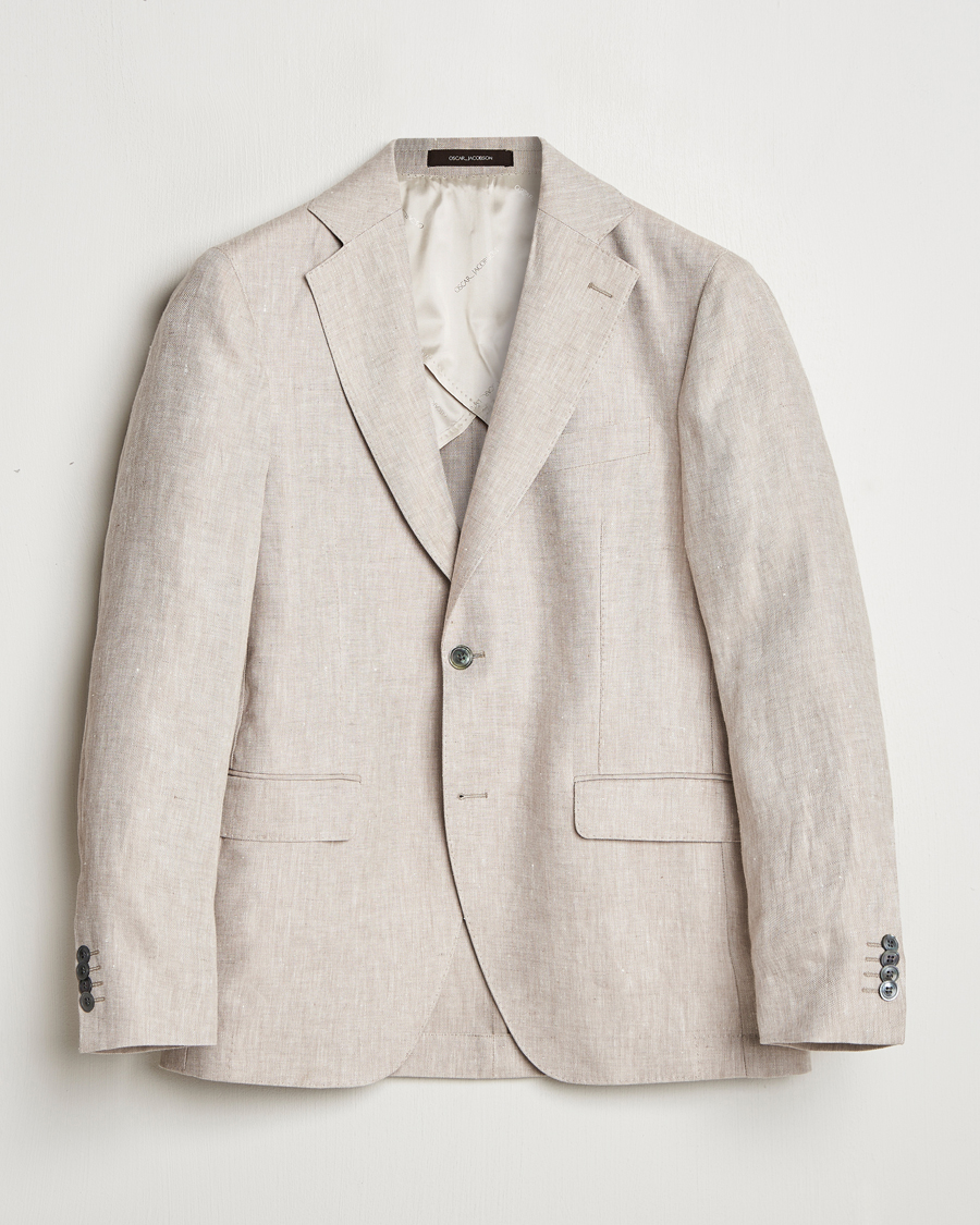 Homme | Blazers | Oscar Jacobson | Ferry Soft Linen Blazer Beige