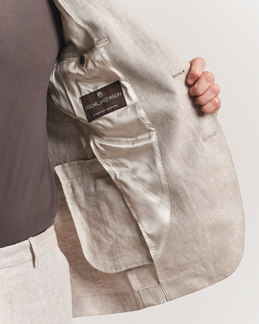 Homme | Blazers | Oscar Jacobson | Ferry Soft Linen Blazer Beige