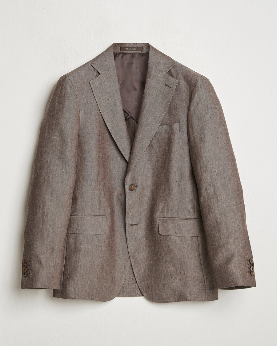 Homme | Blazers | Oscar Jacobson | Ferry Soft Linen Blazer Brown