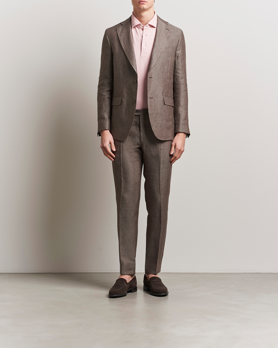 Homme | Blazers | Oscar Jacobson | Ferry Soft Linen Blazer Brown