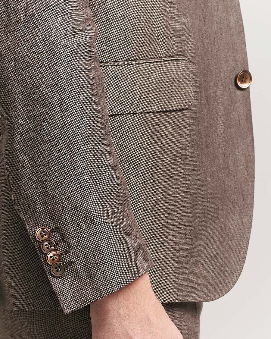Homme | Blazers | Oscar Jacobson | Ferry Soft Linen Blazer Brown