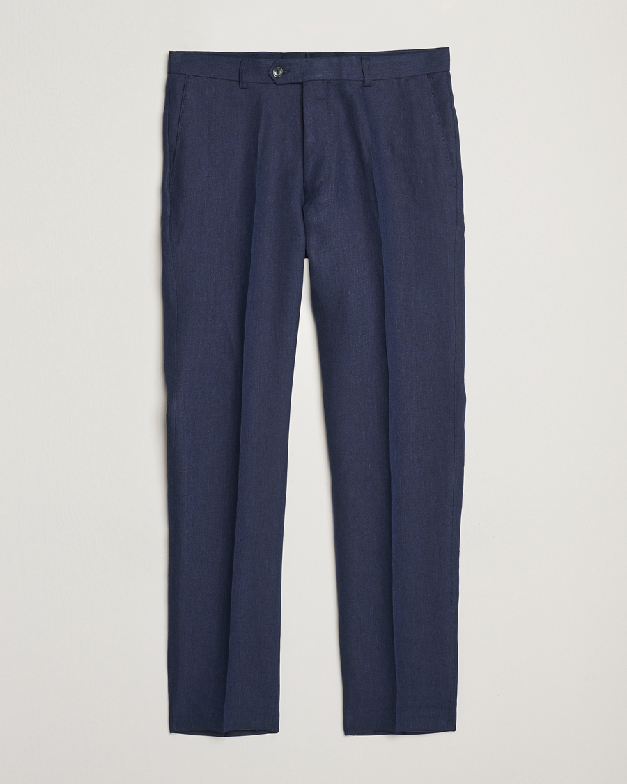 Homme | Pantalons | Oscar Jacobson | Denz Linen Trousers Navy