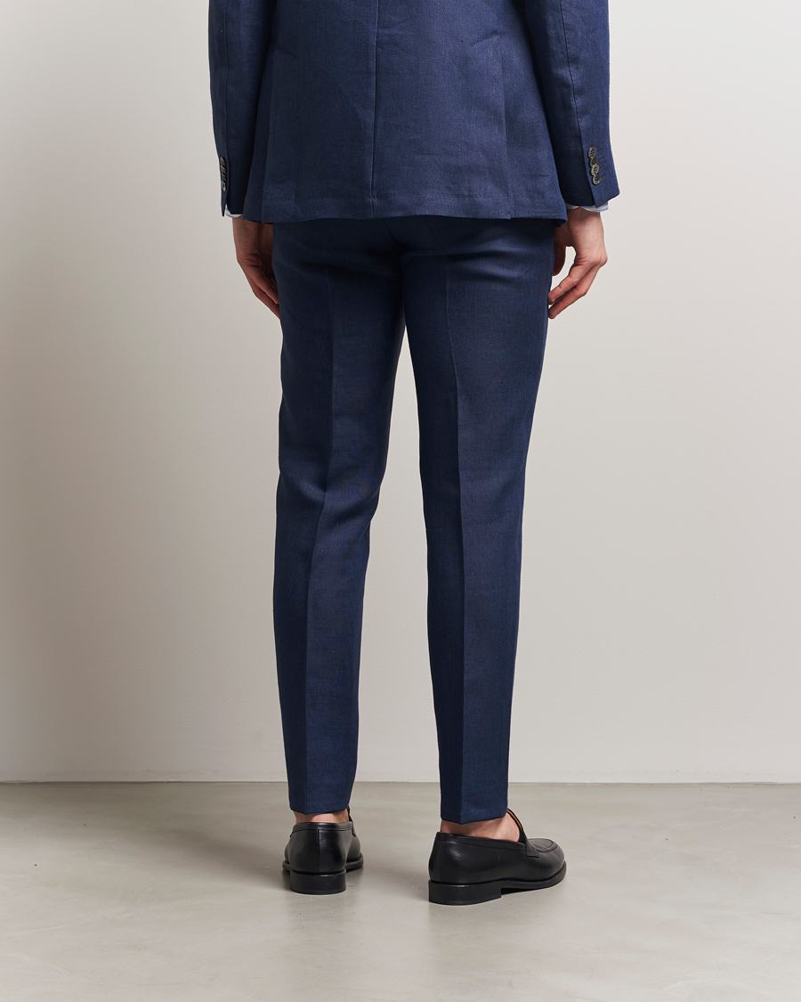 Homme | Pantalons | Oscar Jacobson | Denz Linen Trousers Navy
