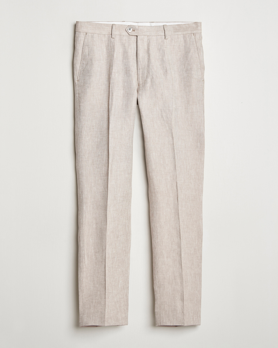 Homme | Pantalons | Oscar Jacobson | Denz Linen Trousers Beige