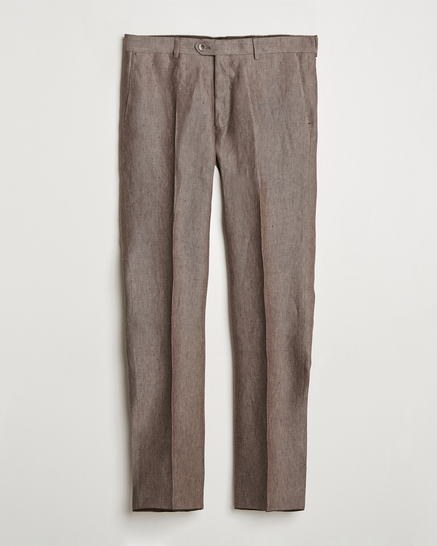 Homme | Pantalons | Oscar Jacobson | Denz Linen Trousers Brown