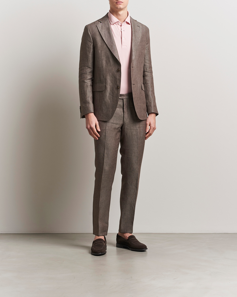 Homme | Pantalons | Oscar Jacobson | Denz Linen Trousers Brown